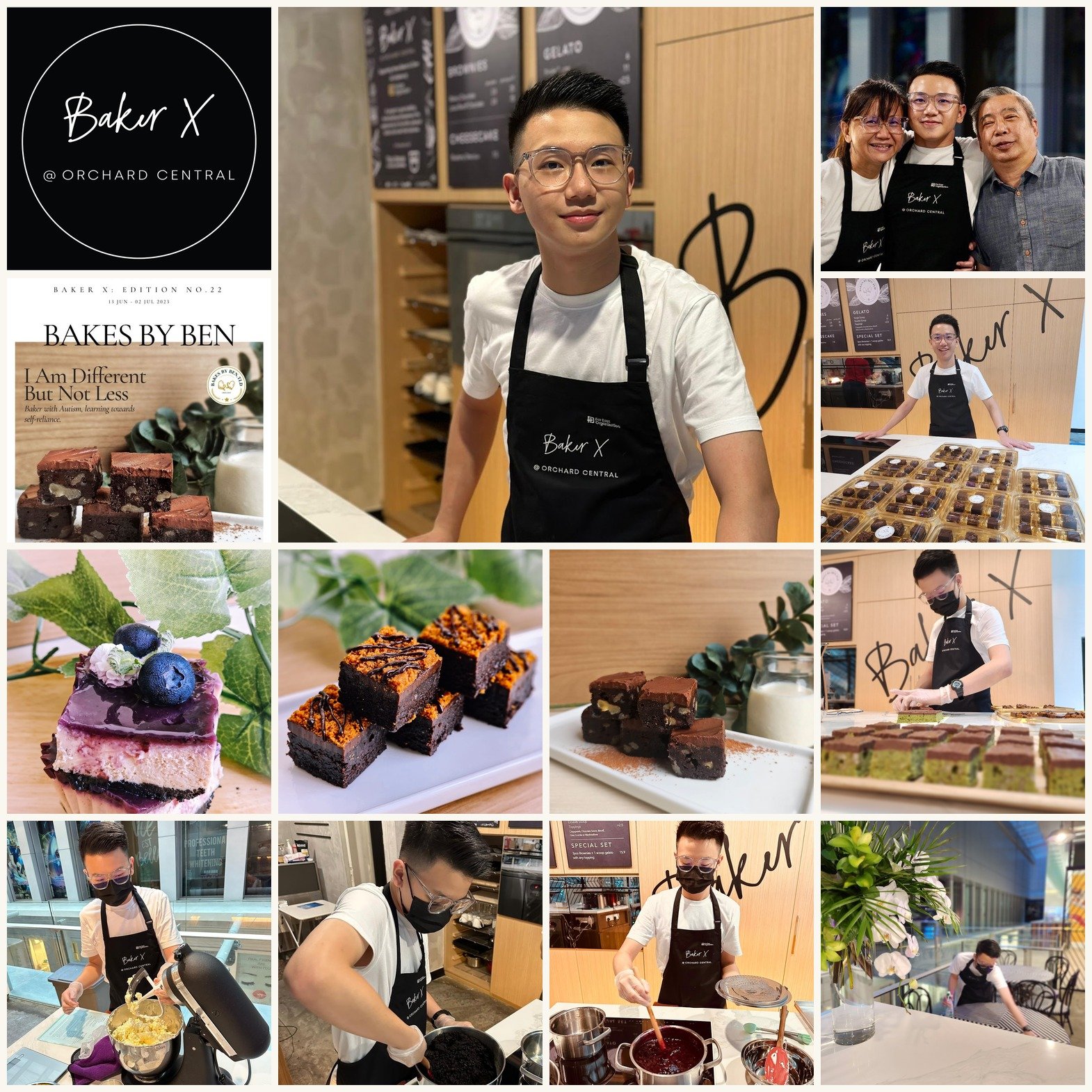 Collage of Ben during his Baker X residency at Orchard Central