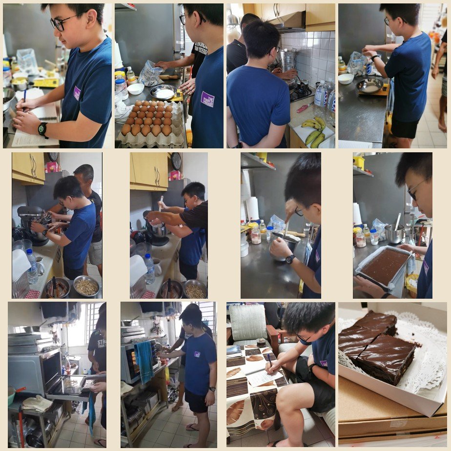 Ben learning from his first professional baking teacher, Mr Alex Ng, in 2020
